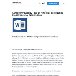 Ashford University Rise of Artificial Intelligence Global Societal Issue Essay