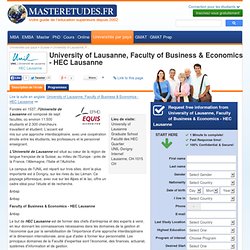 University of lausanne, Faculty of Business & Economics - HEC lausanne, Lausanne, Suisse