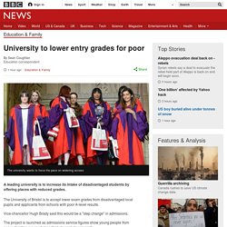 University to lower entry grades for poor