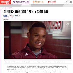 University of Massachusetts Minutemen starter Derrick Gordon openly smiling after decision to come out as gay