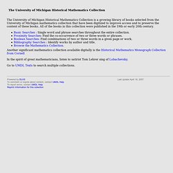 The University of Michigan Historical Mathematics Collection