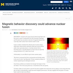 Magnetic behavior discovery could advance nuclear fusion