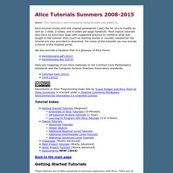 University Alice Materials Tutorials Repository