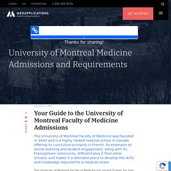 University of Montreal Medicine Admissions and Requirements