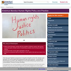 University of Roehampton - Erasmus Mundus MA Human Rights Policy and Practice