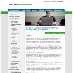 Boston University Online Graduate Degree Programs: Online Master Degree of Science in Management With a Specialization in Business Continuity and Risk Management"