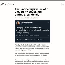 The (monetary) value of a university education during a pandemic