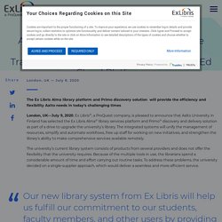 Aalto University Will Enhance its Remote Access Services and Speed Digital Transformation with the Ex Libris Higher-Ed Cloud Platform