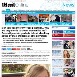 Glasgow University Union debate: Cambridge undergraduate tells of shocking abuse by male students at elite university