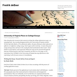 University of Virginia Piece on College Essays