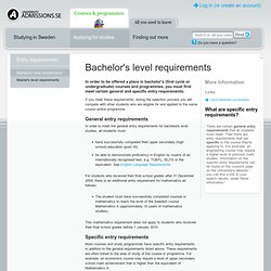 Bachelor's level requirements - Antagning.se