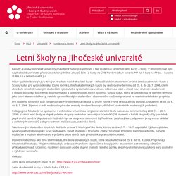 Letní školy na Jihočeské univerzitě — Jihočeská univerzita v Českých Budějovicích