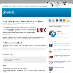 UNIX / Linux: Send E-mail When sudo Runs
