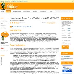 Unobtrusive AJAX Form Validation in ASP.NET MVC