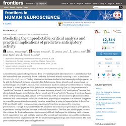 Predicting the unpredictable: critical analysis and practical implications of predictive anticipatory activity
