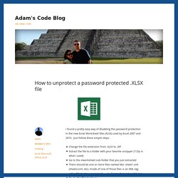 How to unprotect a password protected .XLSX file