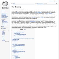 Unschooling wikipedia