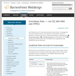 Unsichtbare Texte — mit CSS, WAI-ARIA oder HTML5 - [barrierefreies-webdesign.de]