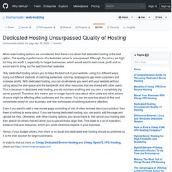 Dedicated Hosting Unsurpassed Quality of Hosting · hostnamaste/web-hosting Wiki