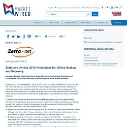 Zetta.net Unveils 2013 Predictions for Online Backup and Recovery