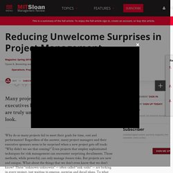 Reducing Unwelcome Surprises in Project Management