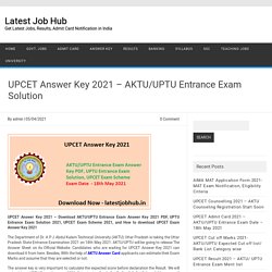 UPSEE Answer Key 2020 - AKTU/UPTU Entrance Exam Solution