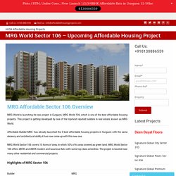 MRG World Sector 106 – Upcoming Affordable Housing Project – HUDA Affordable Housing Projects