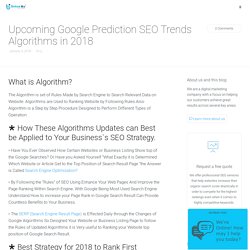 Upcoming Google Prediction SEO Trends Algorithms in 2018