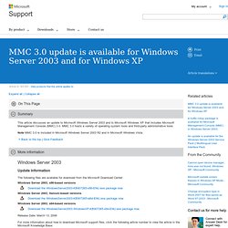 Actualização MMC 3.0 está disponível para o Windows Server 2003 e para o Windows XP