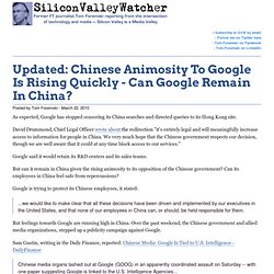 Updated: Chinese Animosity To Google Is Rising Quickly - Can Goo