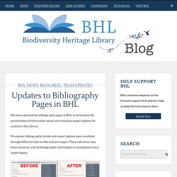 Updates to Bibliography Pages in BHL