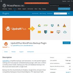 UpdraftPlus WordPress Backup Plugin — WordPress Plugins