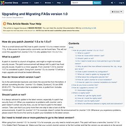 Upgrading and Migrating FAQs version 1.0