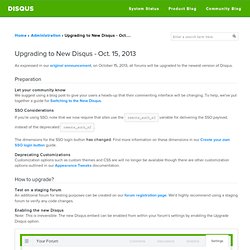 Upgrading to New Disqus - Oct. 15, 2013