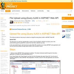 File Upload using jQuery AJAX in ASP.NET Web API
