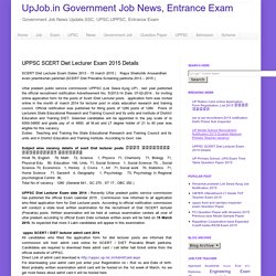 UPPSC SCERT Diet Lecturer Exam 2015 Details