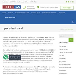 UPSC Admit Card 2020 - UPSC Hall Ticket For IAS- Elite IAS