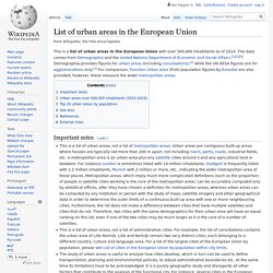 List of urban areas in the European Union