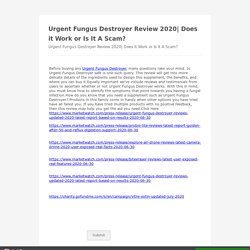 Urgent Fungus Destroyer Review 2020