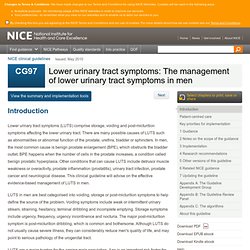 Lower urinary tract symptoms Introduction CG97