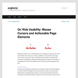 On Web Usability: Mouse Cursors and Actionable Page Elements