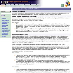 The ROI of Usability - UPA's User Experience Winter 2002