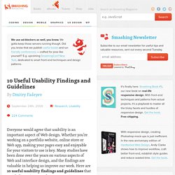 10 Useful Usability Findings and Guidelines