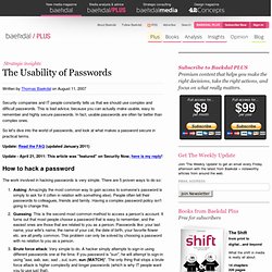 The Usability of Passwords (by @baekdal) #tips