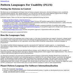 HCI/Usability Pattern Languages - I18N, Safety, MVC