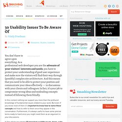30 Usability Issues To Be Aware Of