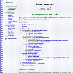 Du bon usage de Usenet : rfc 1855 ou La Netiquette