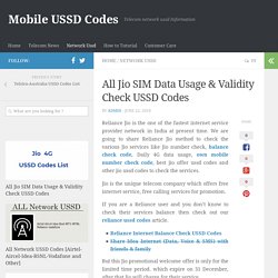 All Jio SIM Data Usage & Validity Check USSD Codes