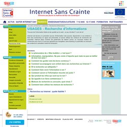 USAGES - Recherche d'informations, Internet sans crainte