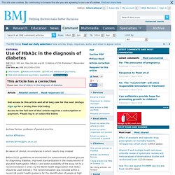 Use of HbA1c in the diagnosis of diabetes